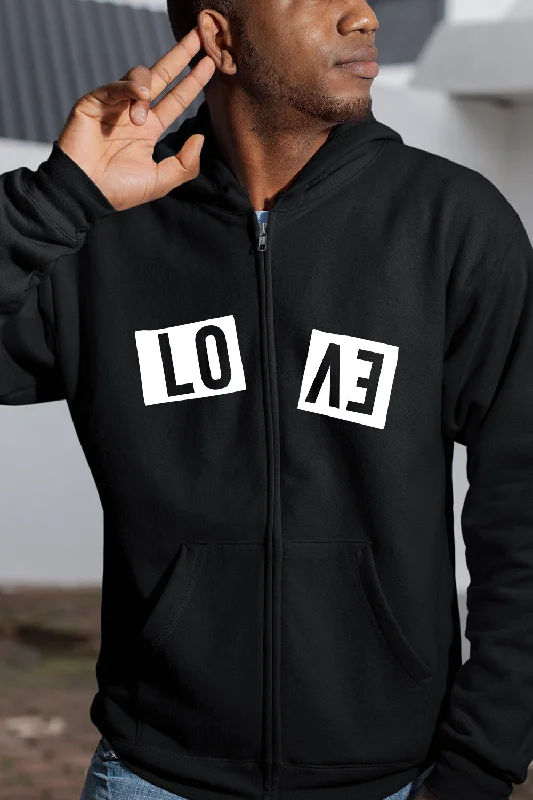 Sporty Comfort Love Torn into Two - Full Zip Premium Hoodies Black No Threads