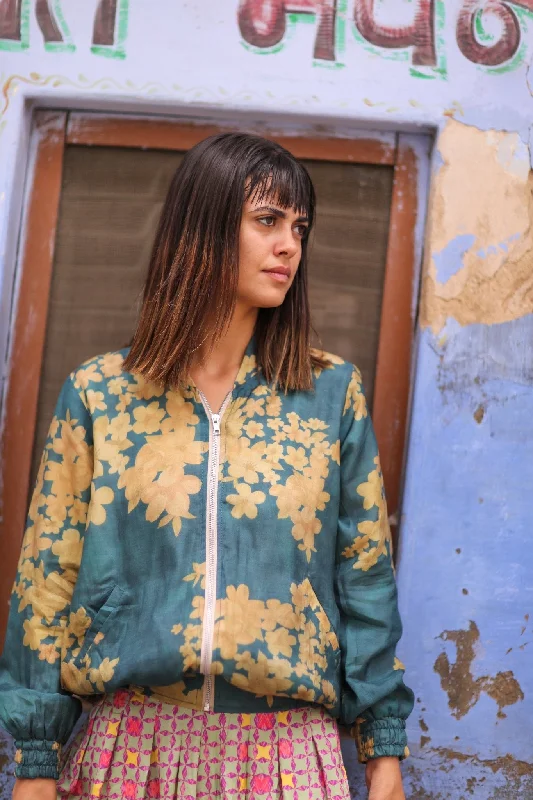 Soft And Comfortable SILK BOMBER JACKET DERYA
