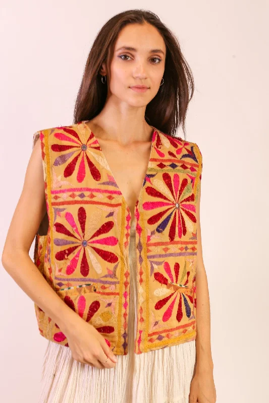 Comfortable And Versatile VINTAGE EMBROIDERED VEST LAHLO