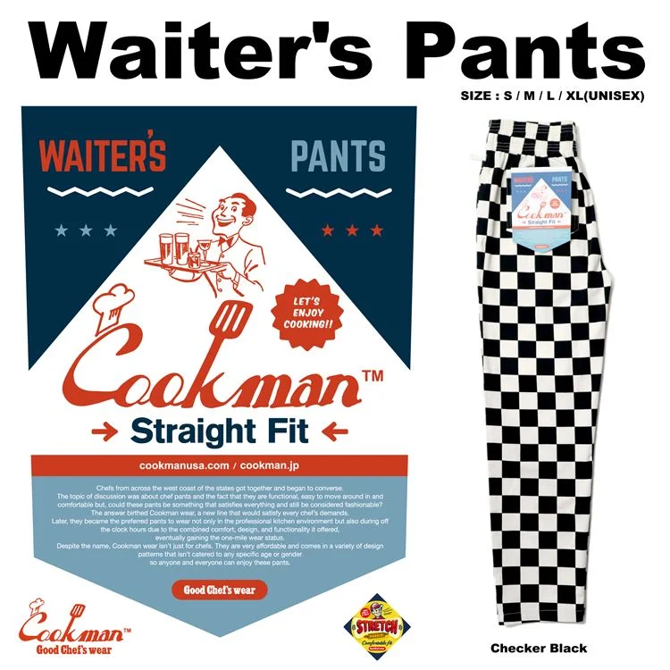 Sporty Wear Cookman Waiter's Pants (stretch) - Checker : Black