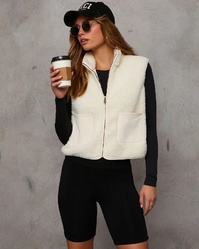 Feminine Charm Preppy Feels Sherpa Vest