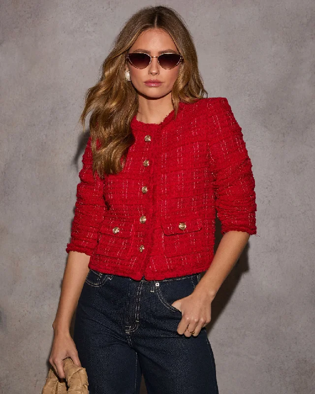 Youthful Street Fashion Romella Cropped Tweed Jacket