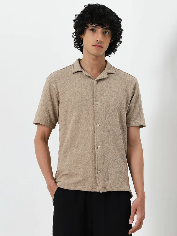 Cozy Fit Wear ETA Dark Taupe Textured Relaxed Fit Shirt
