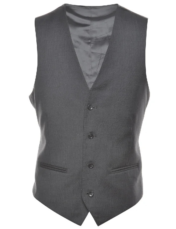 Casual And Versatile Black Waistcoat - M