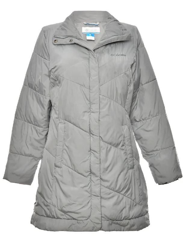 High-end Design Grey Long Zip-Front Columbia Jacket - S
