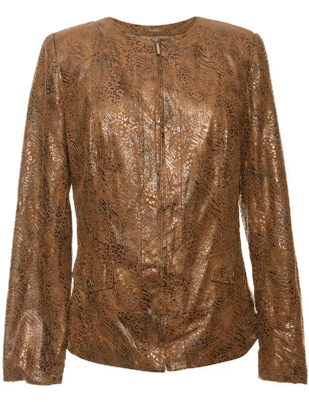 Personalized Wear Printed Brown Jacket - L