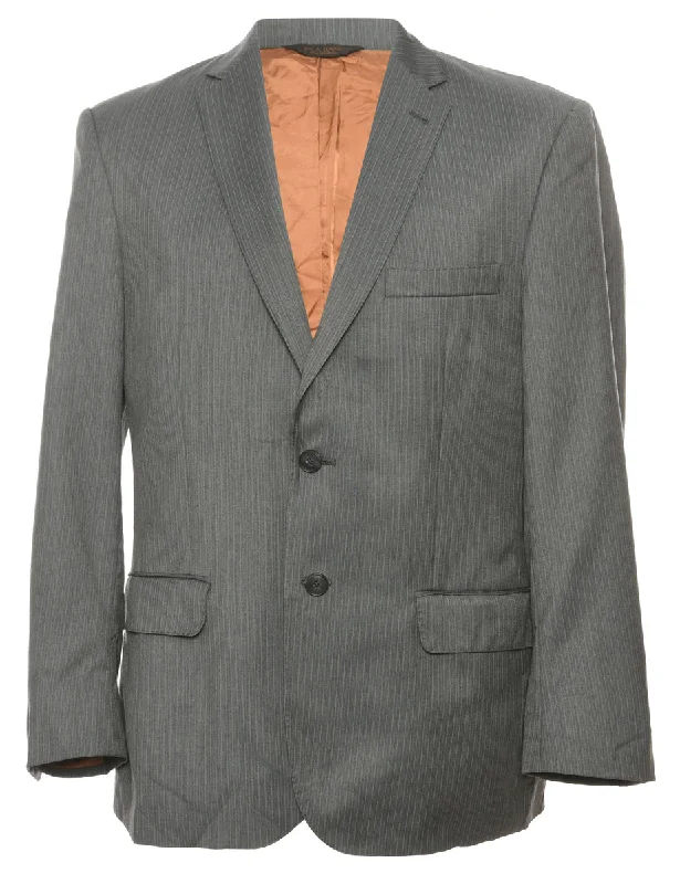 Versatile Comfort Wear Striped Grey & White Blazer - M