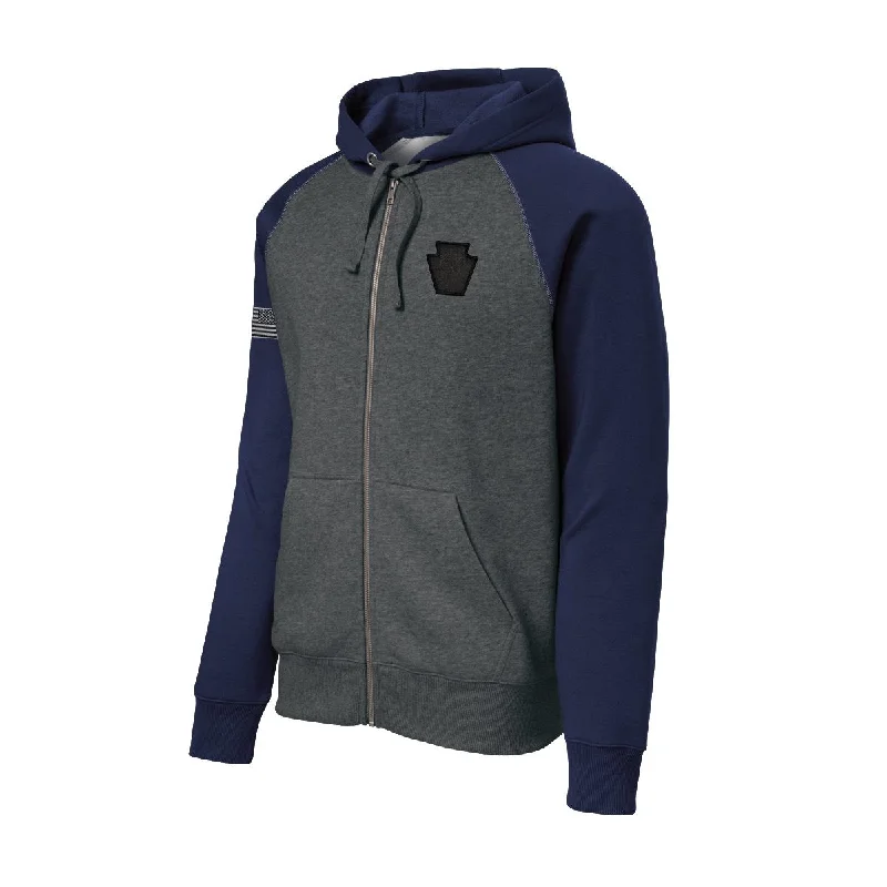 Relaxed Chic 28th Infantry Color Block Zip Up Hoodie