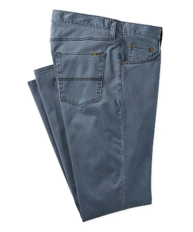 Embroidered Letters Bills Khakis 4-Way Stretch Tencel Twill 5-Pocket Pant