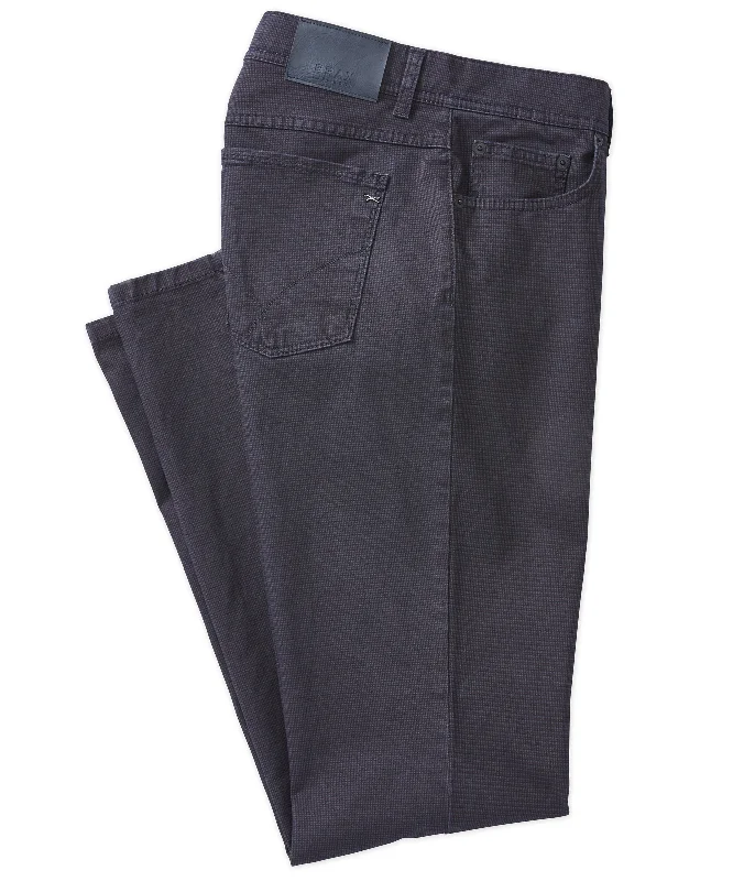 Luxury Temperament Brax Marathon Micro Check Cotton Stretch 5-Pocket Pant