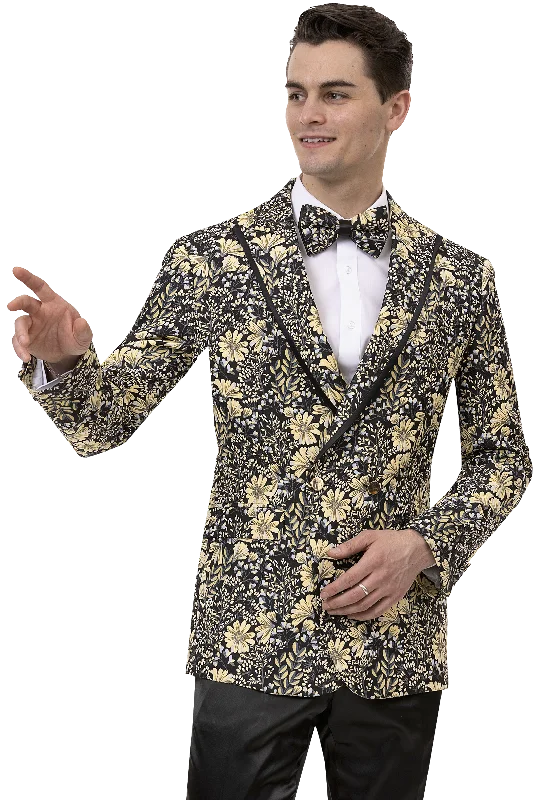 Elegant Dressing Black & Gold Floral Print Fashion Blazer J160