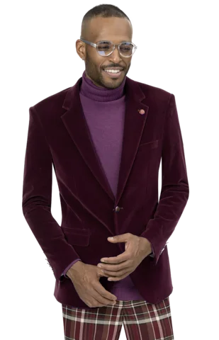 Cozy Footwear Burgundy Solid Velvet Blazer J134