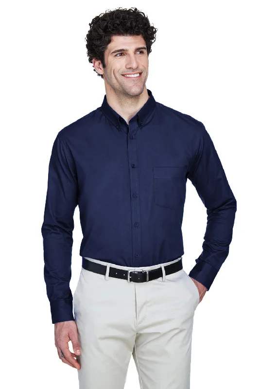 New Season Series Core 365 Mens Operate UV Protection Long Sleeve Button Down Shirt w/ Pocket - Classic Navy Blue