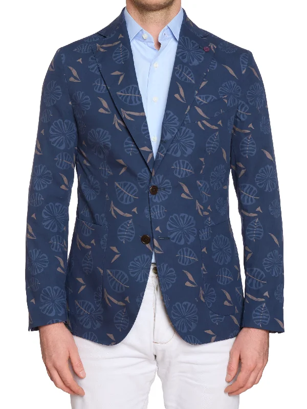 Stylish Comfort SARTORIA PARTENOPEA Blue Floral Cotton Jacket EU 48 NEW US 38 Current Model