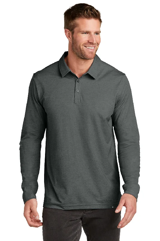 Casual Fit Wear TravisMathew Mens Oceanside Moisture Wicking Long Sleeve Polo Shirt - Heather Black