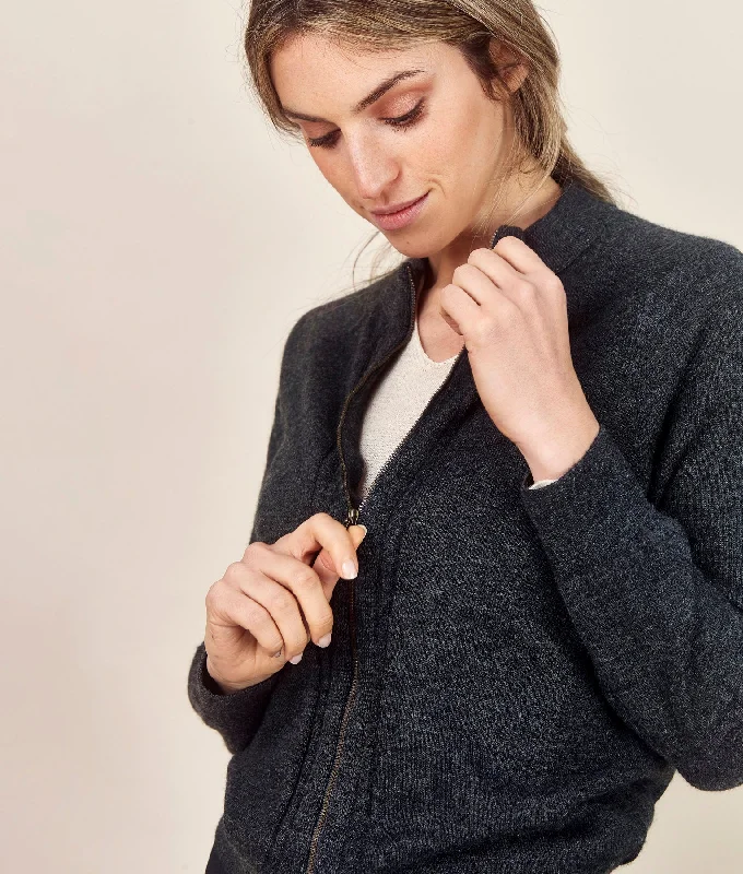 Classic Series Jersey Zipped Baby Alpaca Cardigan