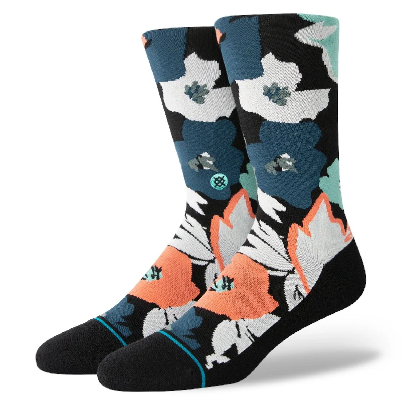 Minimal Classic Stance Flower Beds Crew Socks-Black